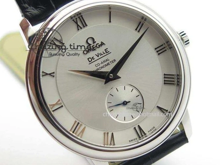 0420 Flexible De Ville MK 1:1 Best Edition SS White Dial On Black Leather Asian Seagull T1701 (Sec@6) 8244
